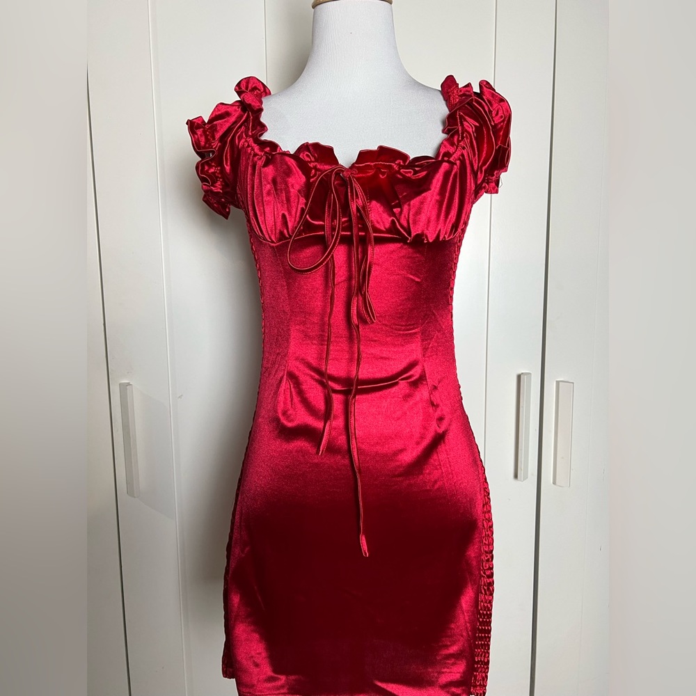 Red Satin Mini Dress